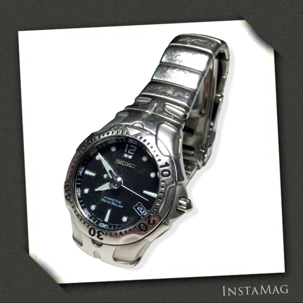 SEIKO Kinetic Auto Relay Stainless Steel Watch